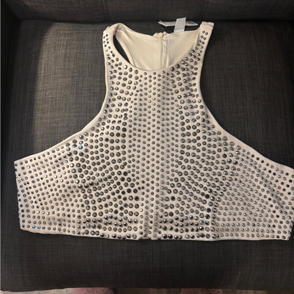 H&M Cream Crop Top with Silver Studs
